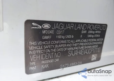 2018 Jaguar Xe 35T Portfolio Limited Edition z USA, uszkodzony, nr VIN SAJAH4EV4JCP17110